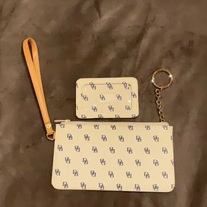 DOONEY & BOURKE CANVAS COATED MONOGRAM WRISTLET WHITE